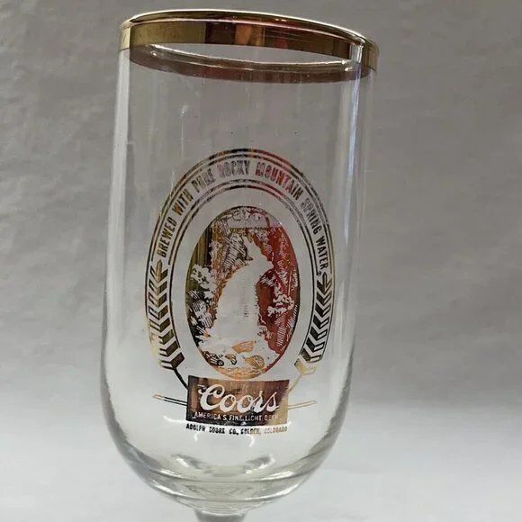 Vintage COORS BEER BEVERAGE STEMMED GLASS WITH GOLD LOGO - Picture 1 of 4